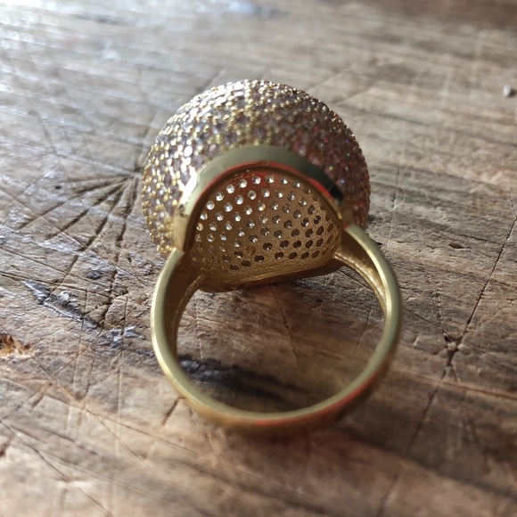 Pave Globe 60's Style Cocktail Ring size 9 - Picture 3 of 4